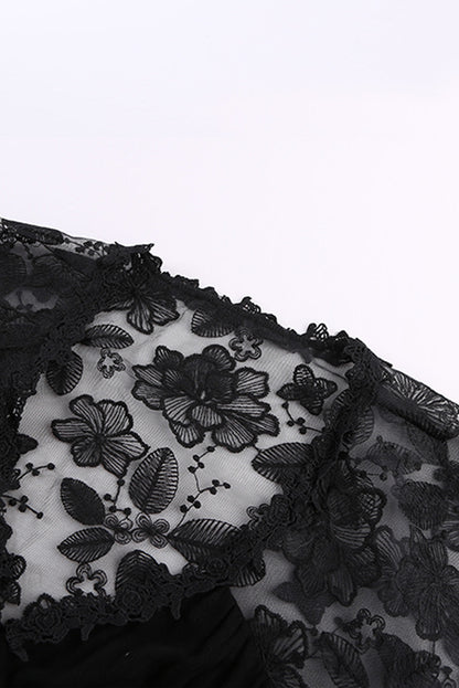 V Neckline Lace Shoulder Patchwork Blouse Angelwarriorfitness.com