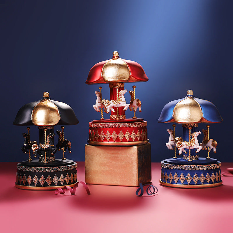 Nordic Fantasy Carousel Music Box Resin Crafts Angelwarriorfitness.com
