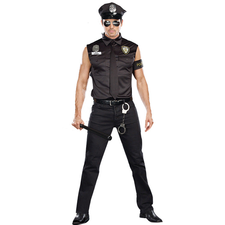 Handsome Sleeveless Shirt Male Police Stage Costume Angelwarriorfitness.com