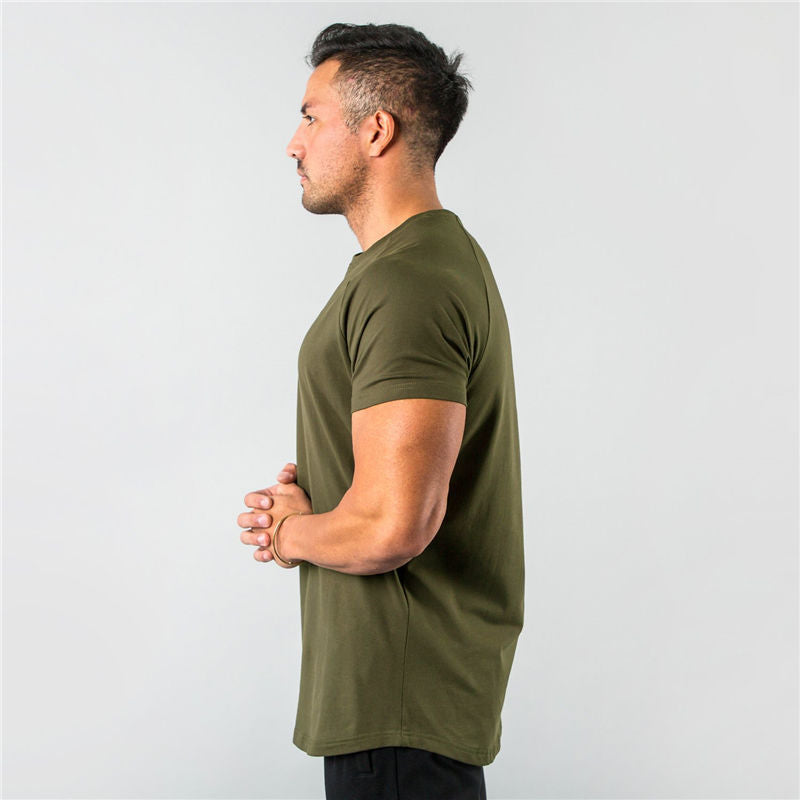 Muscular Male Brothers Workout Clothes Short-sleeved Stretch Slim Fit Angelwarriorfitness.com