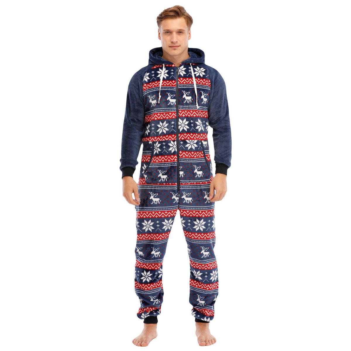 Men's Flannel Christmas One Piece Pajamas Loungewear Angelwarriorfitness.com