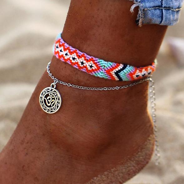 Retro Boho Anklet [2 in 1] - Turquoise Rainbow Angelwarriorfitness.com