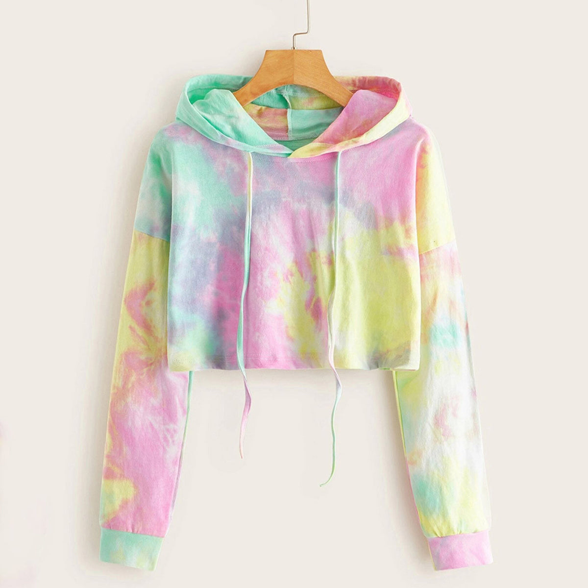 Hoodies Women Rainbow Tie Dye Print Women's Sweatshirt Autumn Cropped Hoodie Harajuku Streetwear Crop Top Hoodie Moletom Angelwarriorfitness.com
