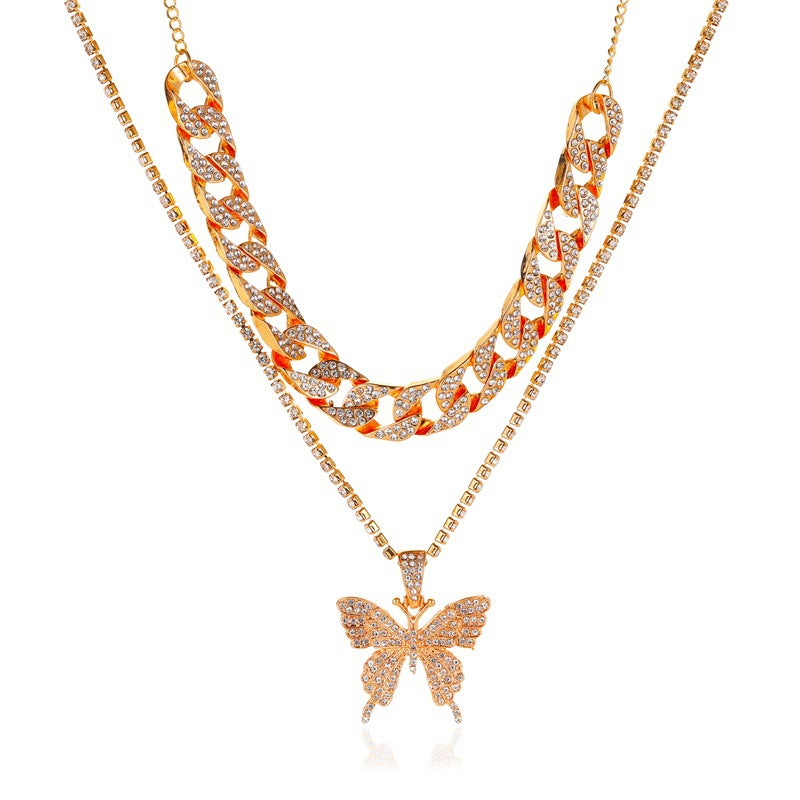 Rhinestone butterfly necklace Angelwarriorfitness.com