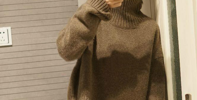 Turtleneck Cropped Outline Brown Full Cashmere Sweater Angelwarriorfitness.com
