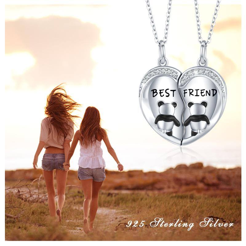 Best Friends Necklaces Panda Heart Pendant Angelwarriorfitness.com