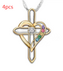 Cross Love Colorful Imitatio Gemstone Pendant Alloy Clavicle Chain Angelwarriorfitness.com