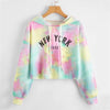 Hoodies Women Rainbow Tie Dye Print Women's Sweatshirt Autumn Cropped Hoodie Harajuku Streetwear Crop Top Hoodie Moletom Angelwarriorfitness.com