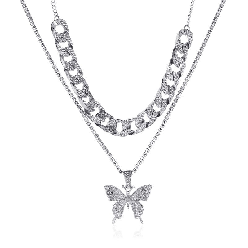 Rhinestone butterfly necklace Angelwarriorfitness.com