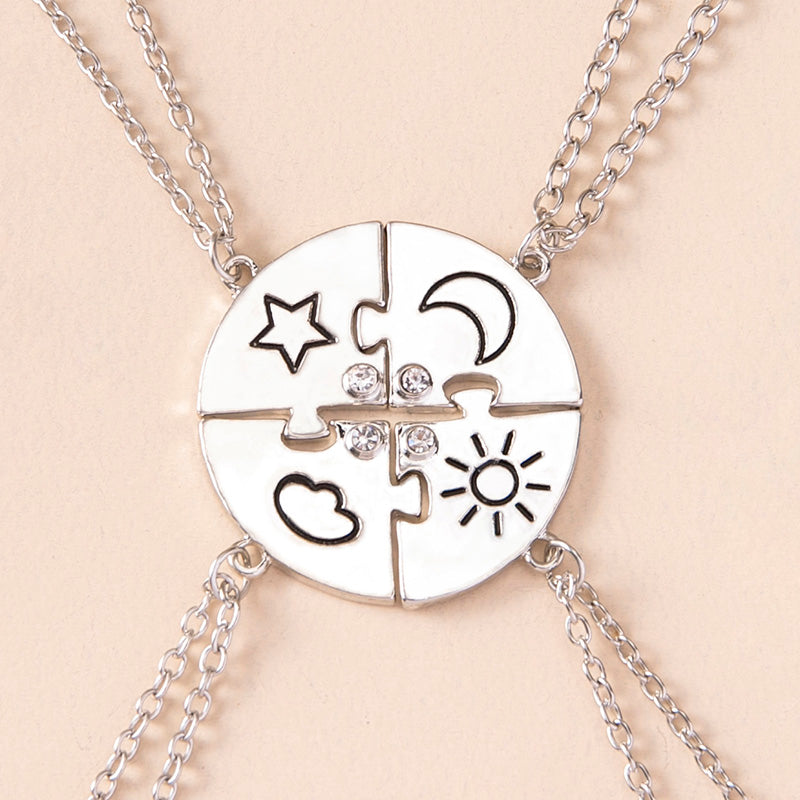 Jigsaw Puzzle Sun Cloud Star Moon Rhinestone Necklaces For Best Friends Sisters Brothers Angelwarriorfitness.com