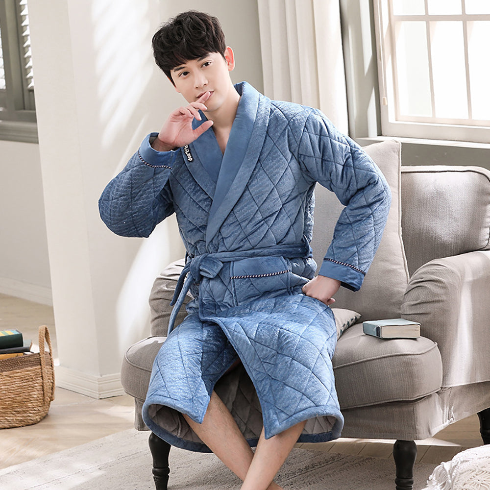 Winter Men's Bathrobe Terry Bathrobe 3 Layer FlannelWinter Men's Bathrobe - 3 Layer Flannel Terry Bathrobe | Angel Warrior Fitness" Angelwarriorfitness.com