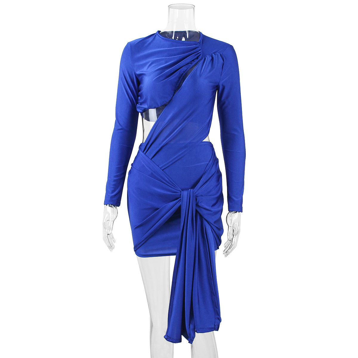 Sexy Cutout Irregular Dress Long Sleeve Pleated Dress Bandage Angelwarriorfitness.com