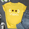 Letter Sunflower Print Ladies Short Sleeve O Neck Loose T Shirt Summer Ladies Angelwarriorfitness.com