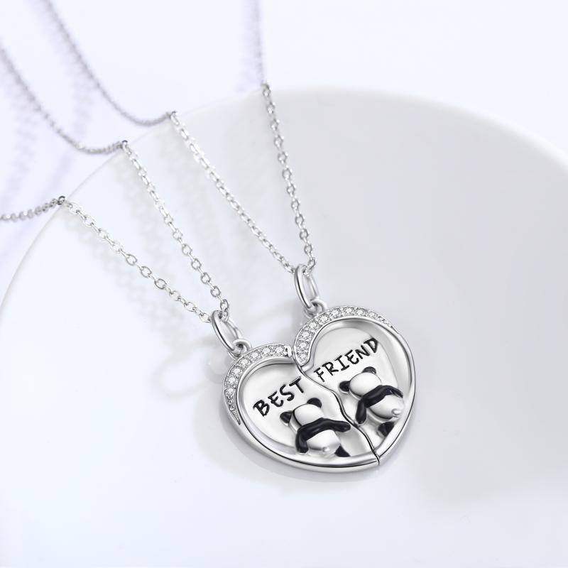 Best Friends Necklaces Panda Heart Pendant Angelwarriorfitness.com