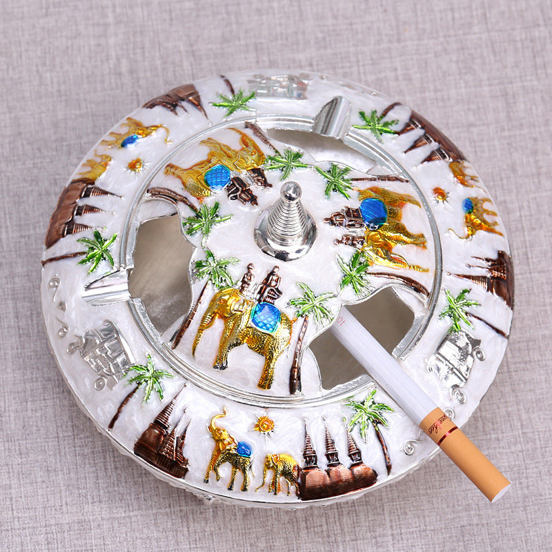 Office Living Room Art Deco Retro Flip Top Round Ashtray Angelwarriorfitness.com