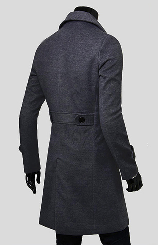 Men's Double Breasted Lengthened Simple Wool Coat Angelwarriorfitness.com
