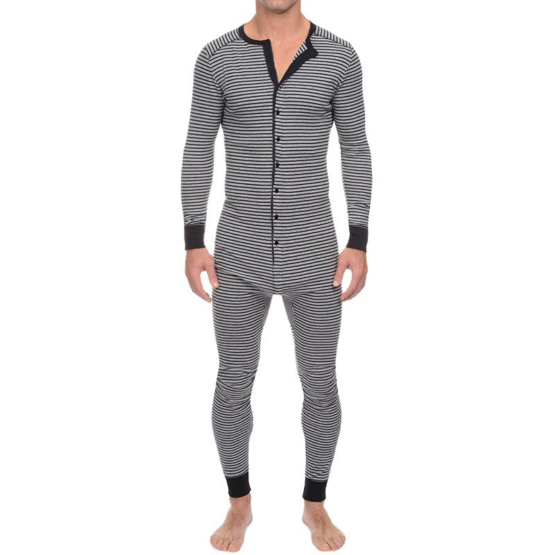 Striped Jumpsuit Skinny Long Sleeve Loungewear Angelwarriorfitness.com