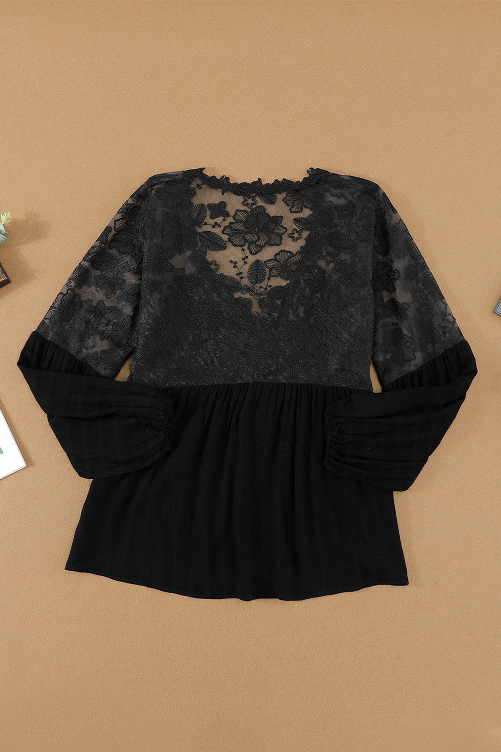 V Neckline Lace Shoulder Patchwork Blouse Angelwarriorfitness.com