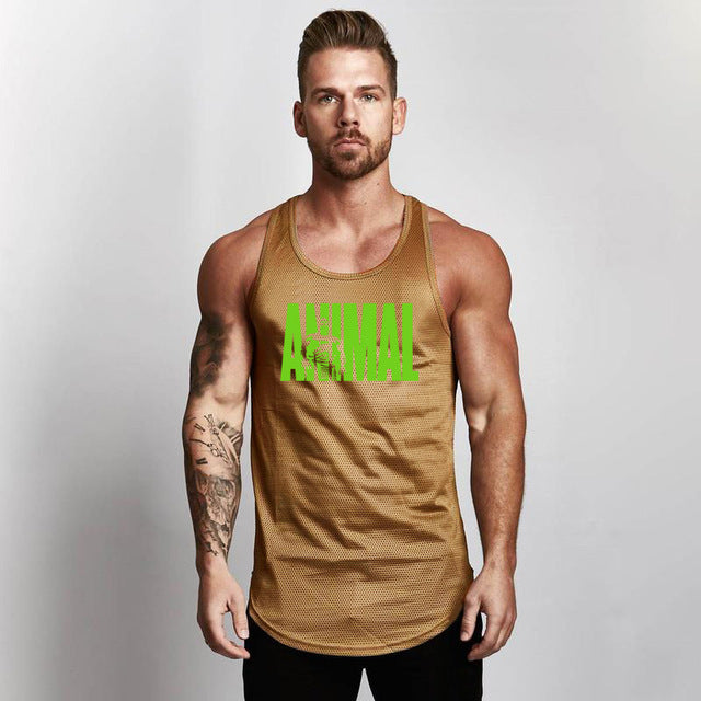 Fitness Men Shirt Slim Fit Vests Mesh Singlets Muscle Tops Angelwarriorfitness.com