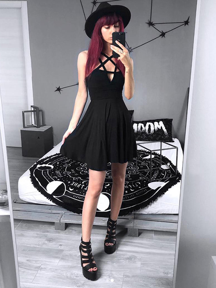 Pentagram Strap Gothic Dress Angelwarriorfitness.com