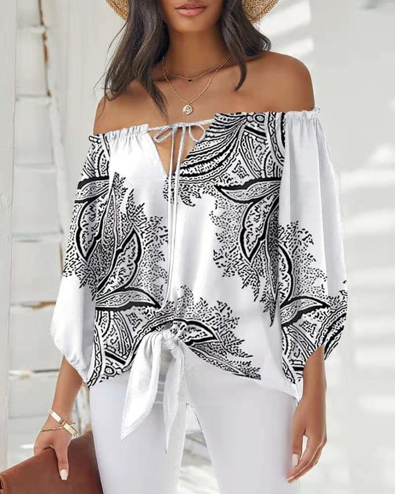 Urban Leisure Stitching One-word Shoulder Straps Women's Tops Angelwarriorfitness.com