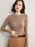 Round Neck Worsted Cashmere Sweater Women's Slim Tight-fitting Pullover Angelwarriorfitness.com