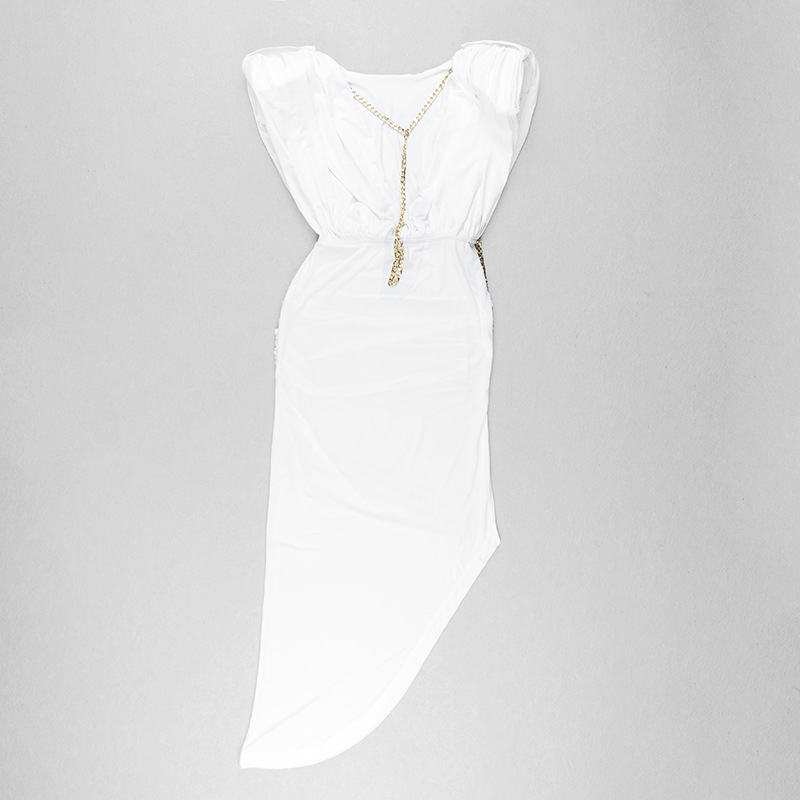 Plunge Back Cut Sleeve Chain Slit Dress Angelwarriorfitness.com