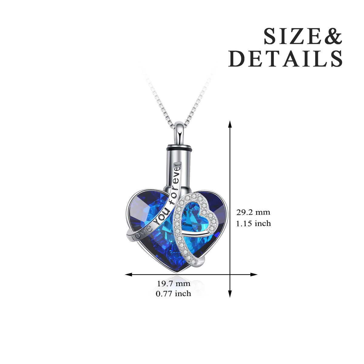Sterling Silver Heart URN Necklace Engraved I Love You Forever Pendant Cremation Keepsake Necklace Angelwarriorfitness.com