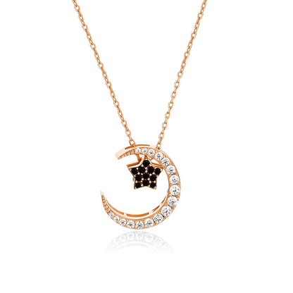 Women's Silver Star And Moon Shaped Necklace Angelwarriorfitness.com