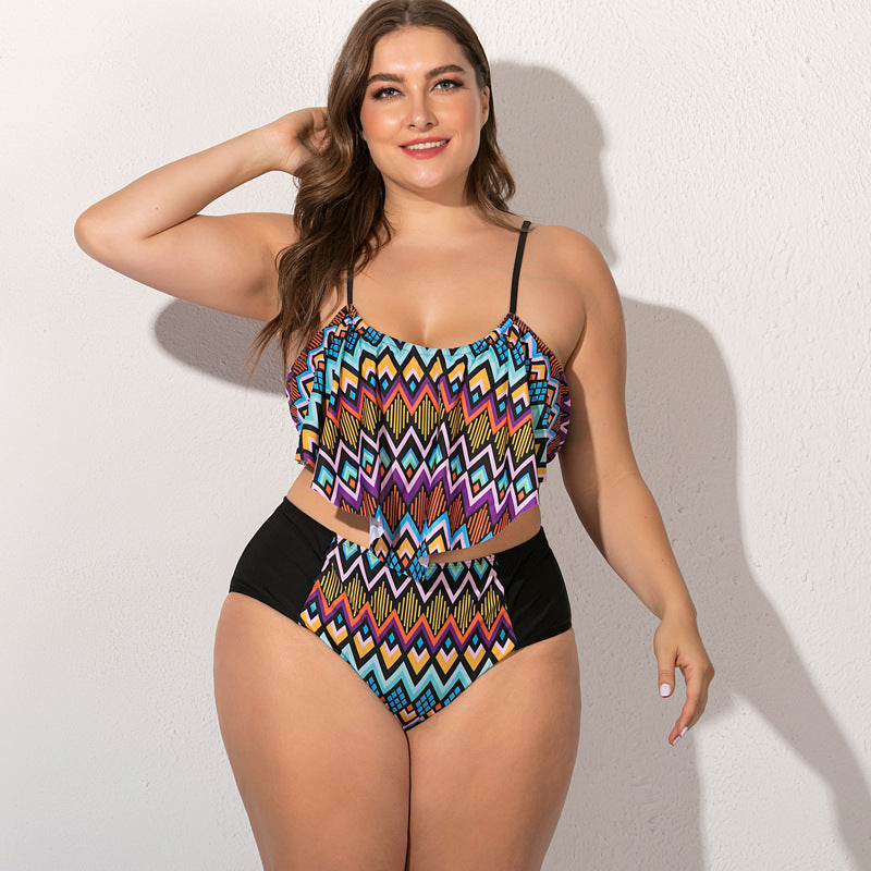 Fat woman plus fat split swimsuit Angelwarriorfitness.com