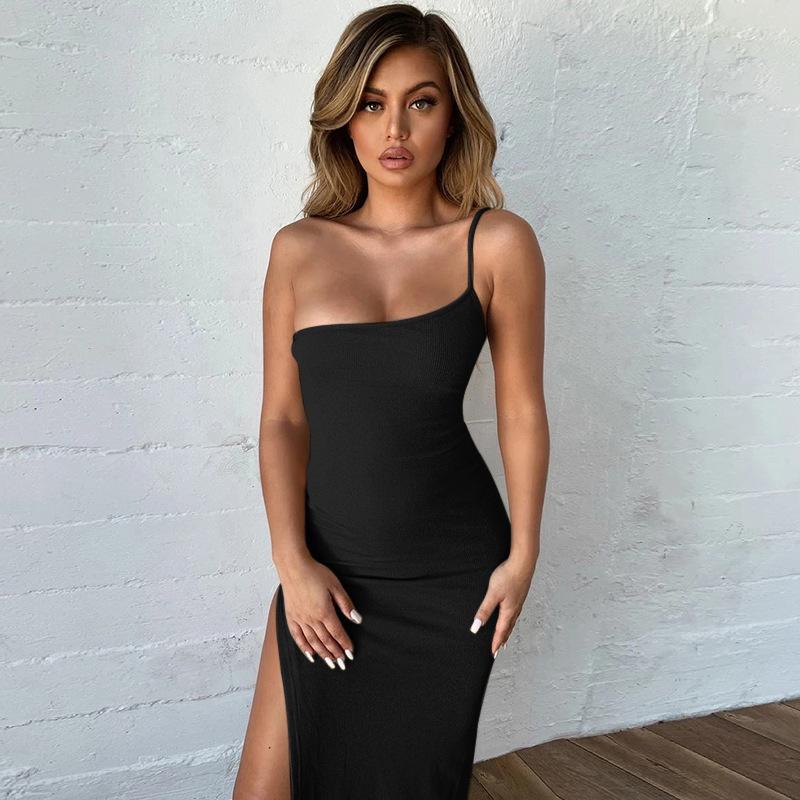 Sling Dress With Single Strap Dress Angelwarriorfitness.com