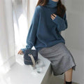 European And American Turtleneck Cashmere Sweater Women's Thickened Sweater Loose Pullover Lazy Knitted Plus Size Bottoming Shirt Angelwarriorfitness.com