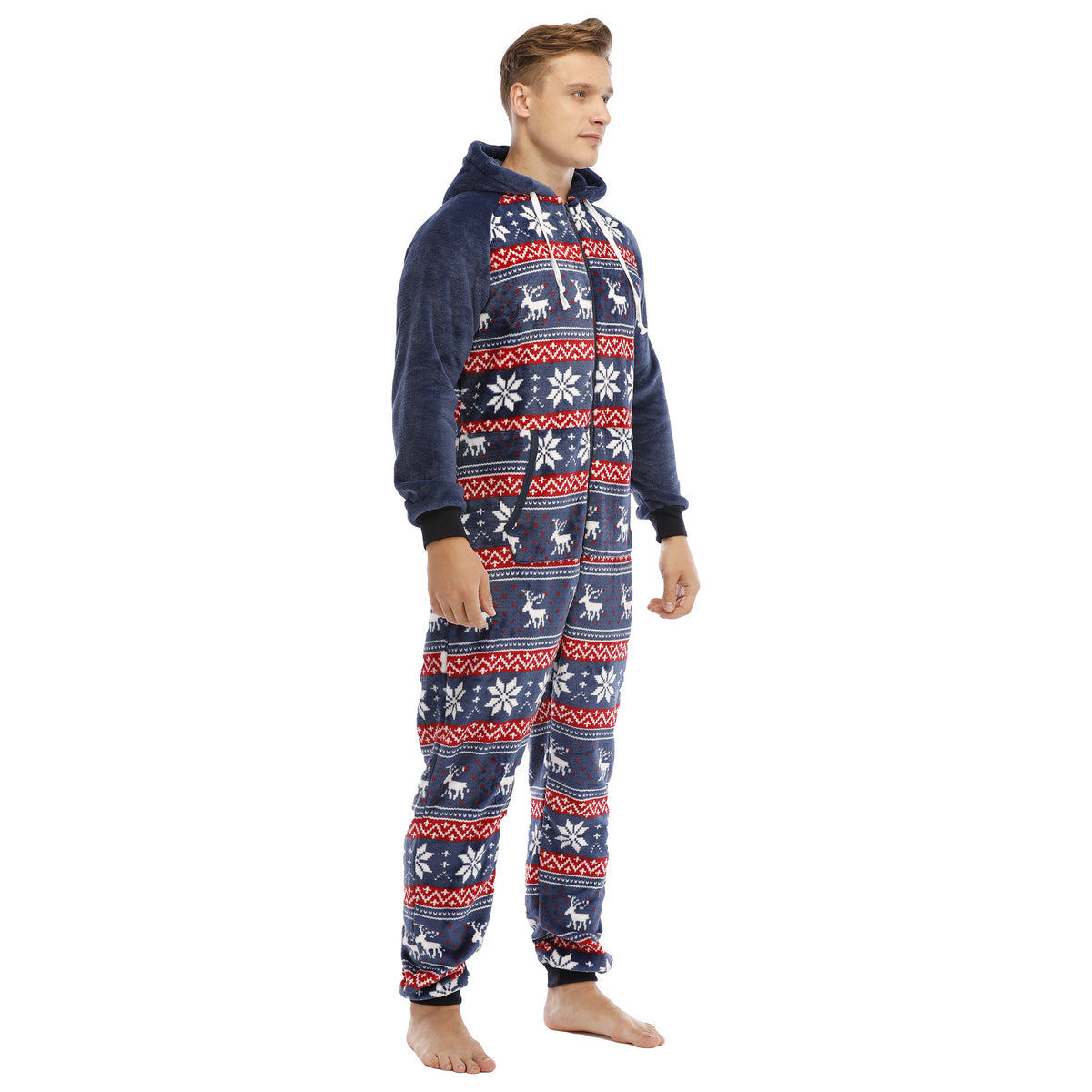 Men's Flannel Christmas One Piece Pajamas Loungewear Angelwarriorfitness.com
