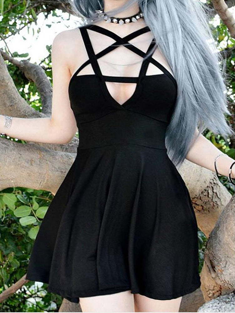 Pentagram Strap Gothic Dress Angelwarriorfitness.com