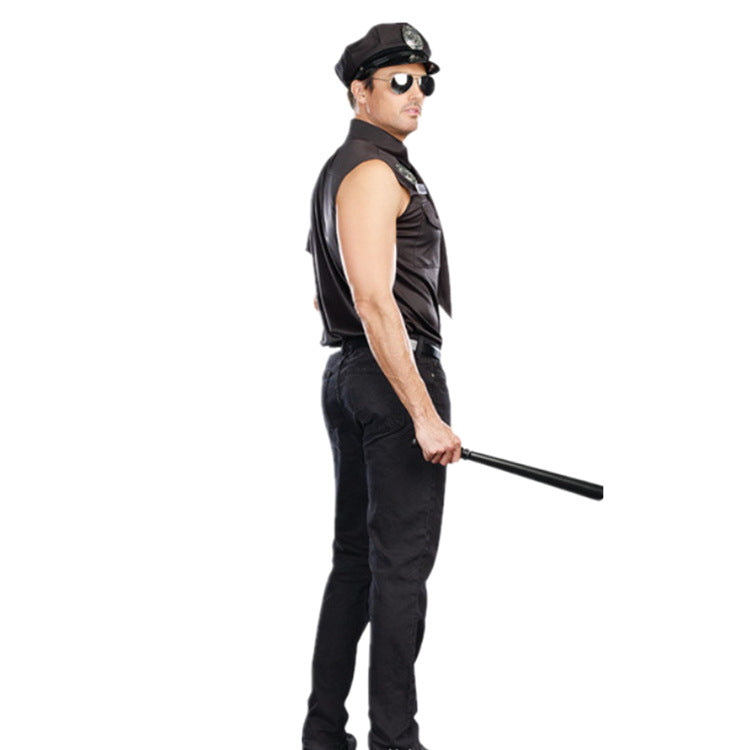 Handsome Sleeveless Shirt Male Police Stage Costume Angelwarriorfitness.com