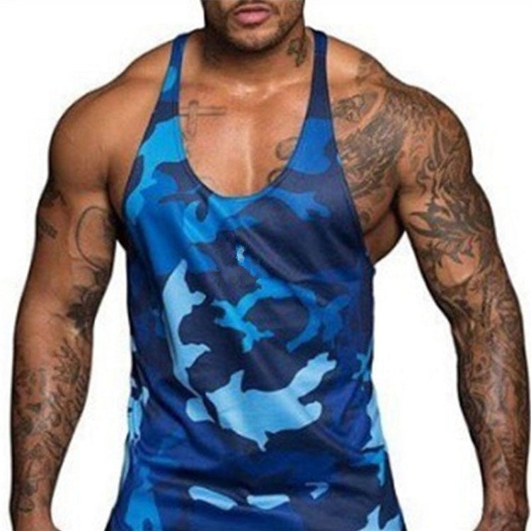 Mens Cameo Patchwork Bodybuilding Tank Top Quick Dry Gym Training Stringer Vest Tee Muscle Shirt Angelwarriorfitness.com