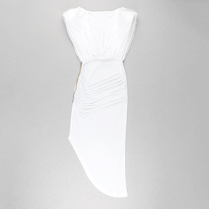 Plunge Back Cut Sleeve Chain Slit Dress Angelwarriorfitness.com