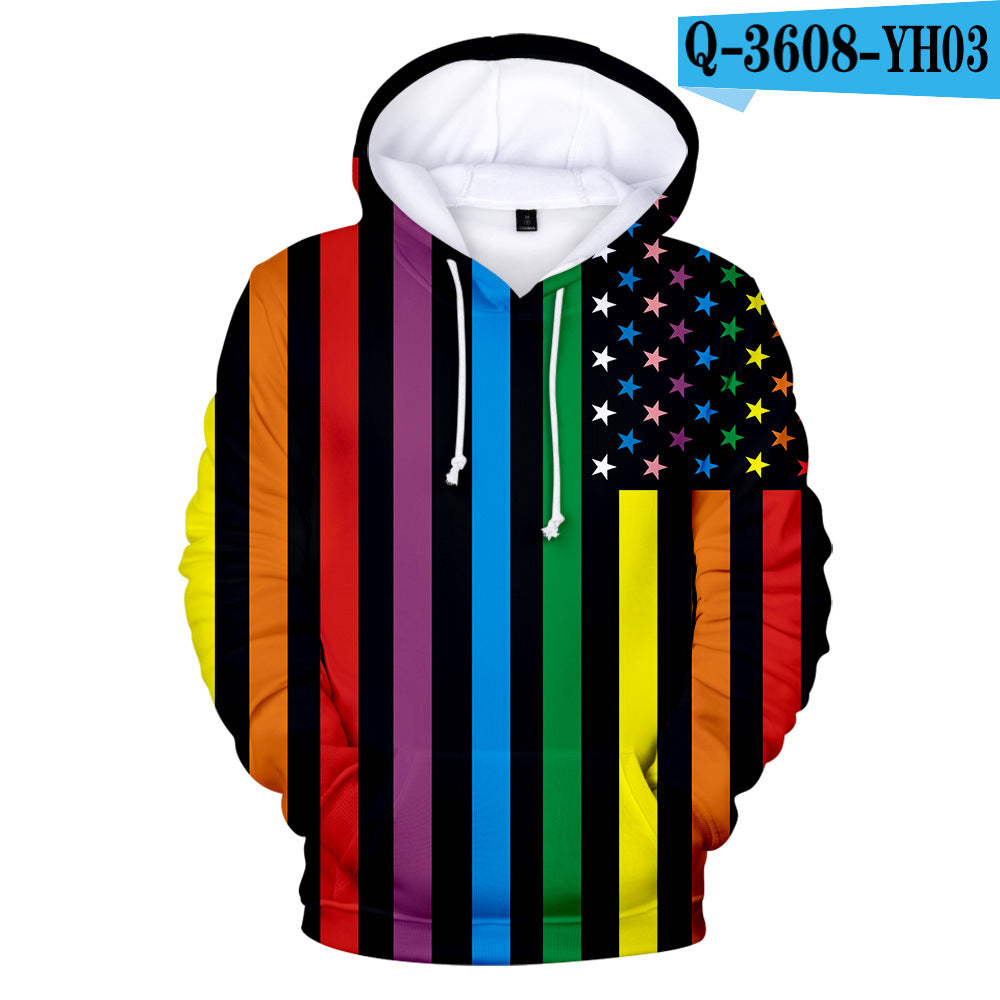 Gay Day Parade Leisure 3D Digital Printing Pullover Hoodie Men And Women Angelwarriorfitness.com