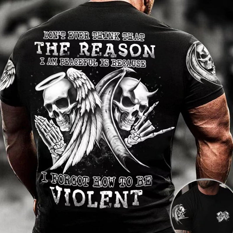 Vintage Metal Skull 3D Print Mens T-Shirts Angelwarriorfitness.com