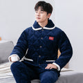 Men's Winter Thickened Crystal Fleece Quilted Pajamas Angelwarriorfitness.com