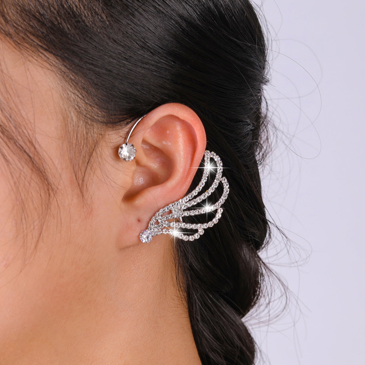 Fashion Hollow Flower Wings Simple Unilateral Ear Hanging Angelwarriorfitness.com