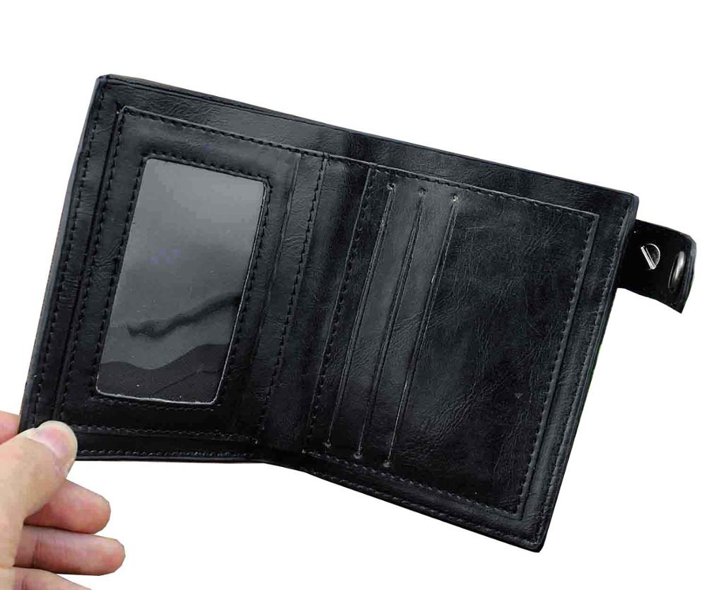 Men's Gothic Cross Clasp Leather Wallet with Antique Biker Chain Angelwarriorfitness.com