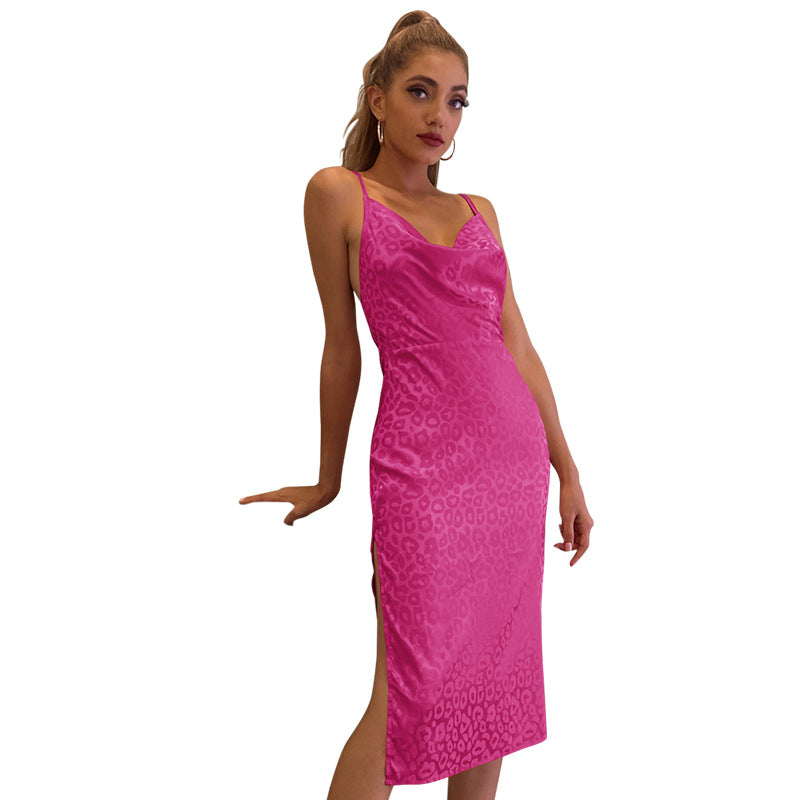 Spring And Summer European And American Women's Slit Satin Evening Dress Angelwarriorfitness.com