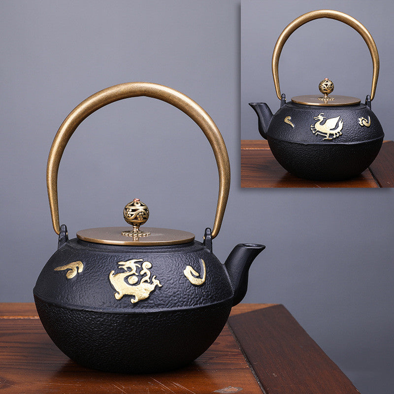 Creative Literary And Art Hand-made Boiled Teapot Happy Iron Teapot Angelwarriorfitness.com