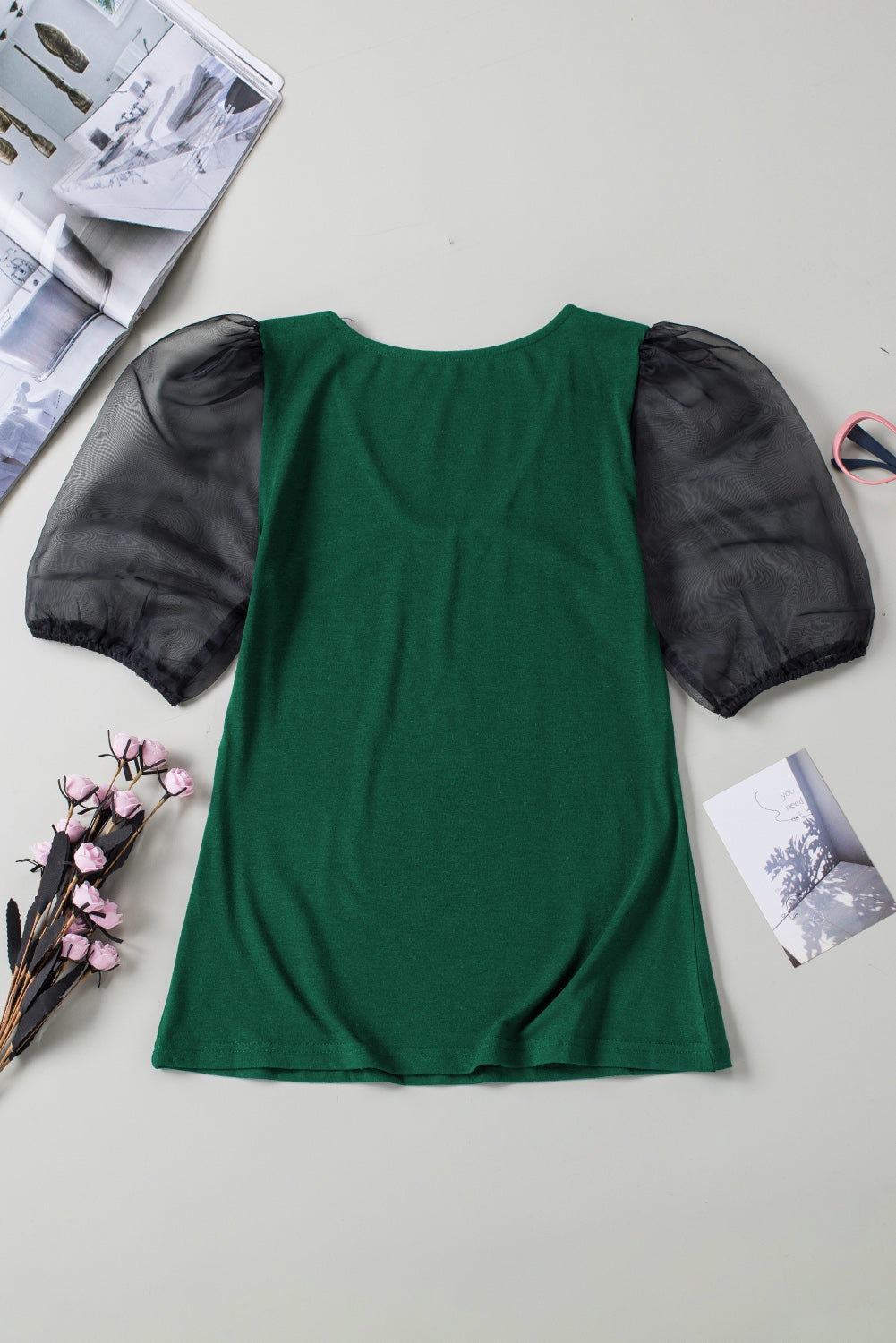 Mesh Puff Sleeve Top Angelwarriorfitness.com