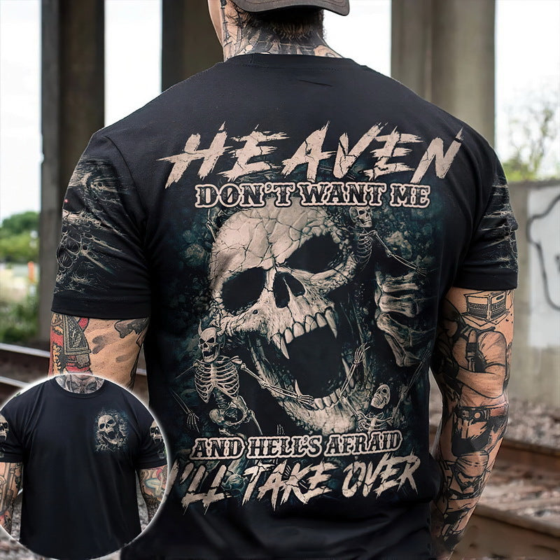 Vintage Metal Skull 3D Print Mens T-Shirts Angelwarriorfitness.com