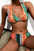 Orange-green Geometric Thong Bikini Angelwarriorfitness.com