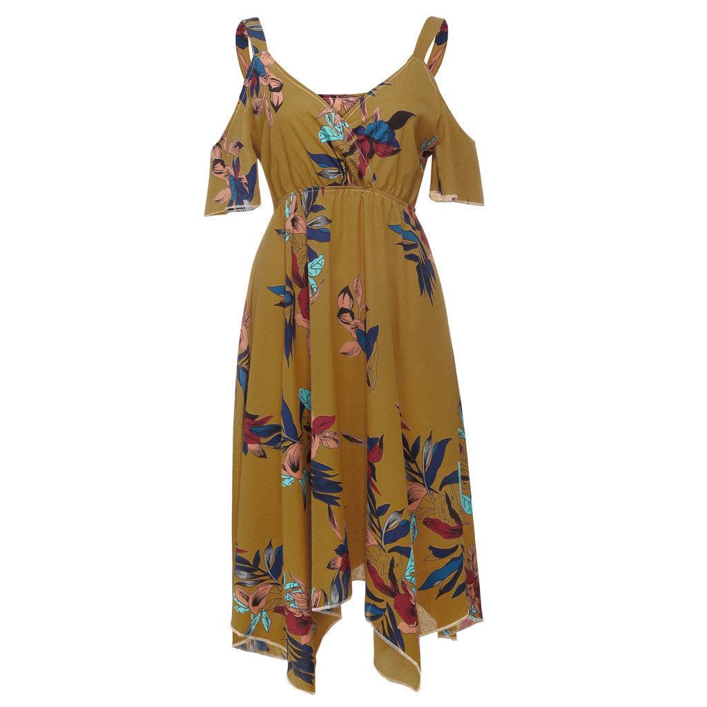 Printed Chiffon Strap Dress Slim Dress Angelwarriorfitness.com