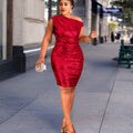 Women's One Shoulder Sleeveless Hip Wrap Dress Angelwarriorfitness.com