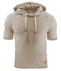 Mens Hooded Sweatshirt Short Sleeve Solid Knitted Hoodie Pullover Sweater Angelwarriorfitness.com